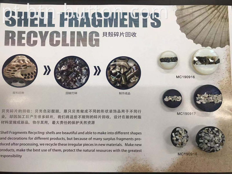 Eco-friendly clothing buttons made from shell fragments